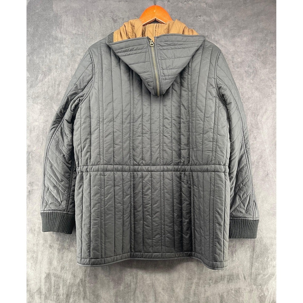 Billy Reid Mens Large Quilted Hooded Jacket Gray Full Zip Designer Coat - Picture 2 of 9